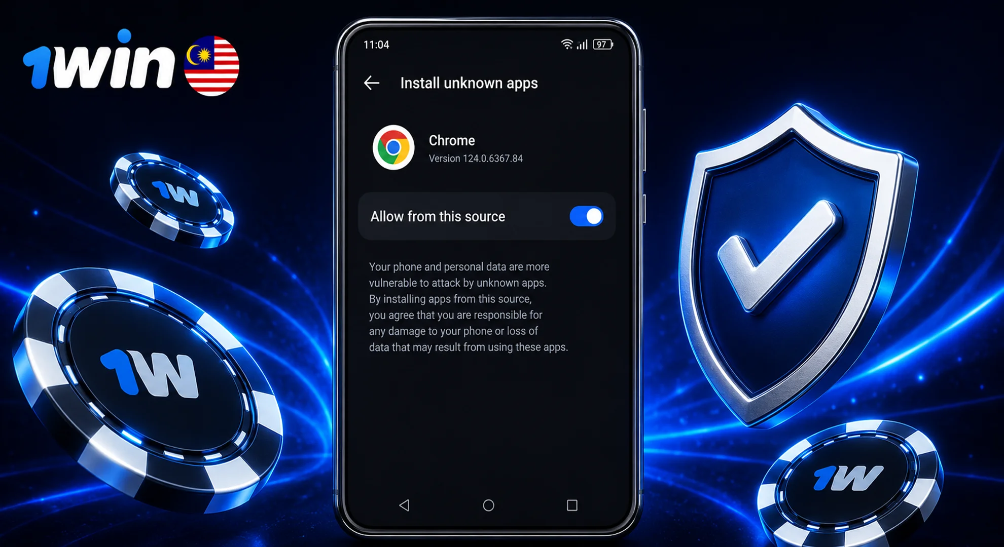 Step 2: Open security settings and allow installations from unknown sources for 1win app