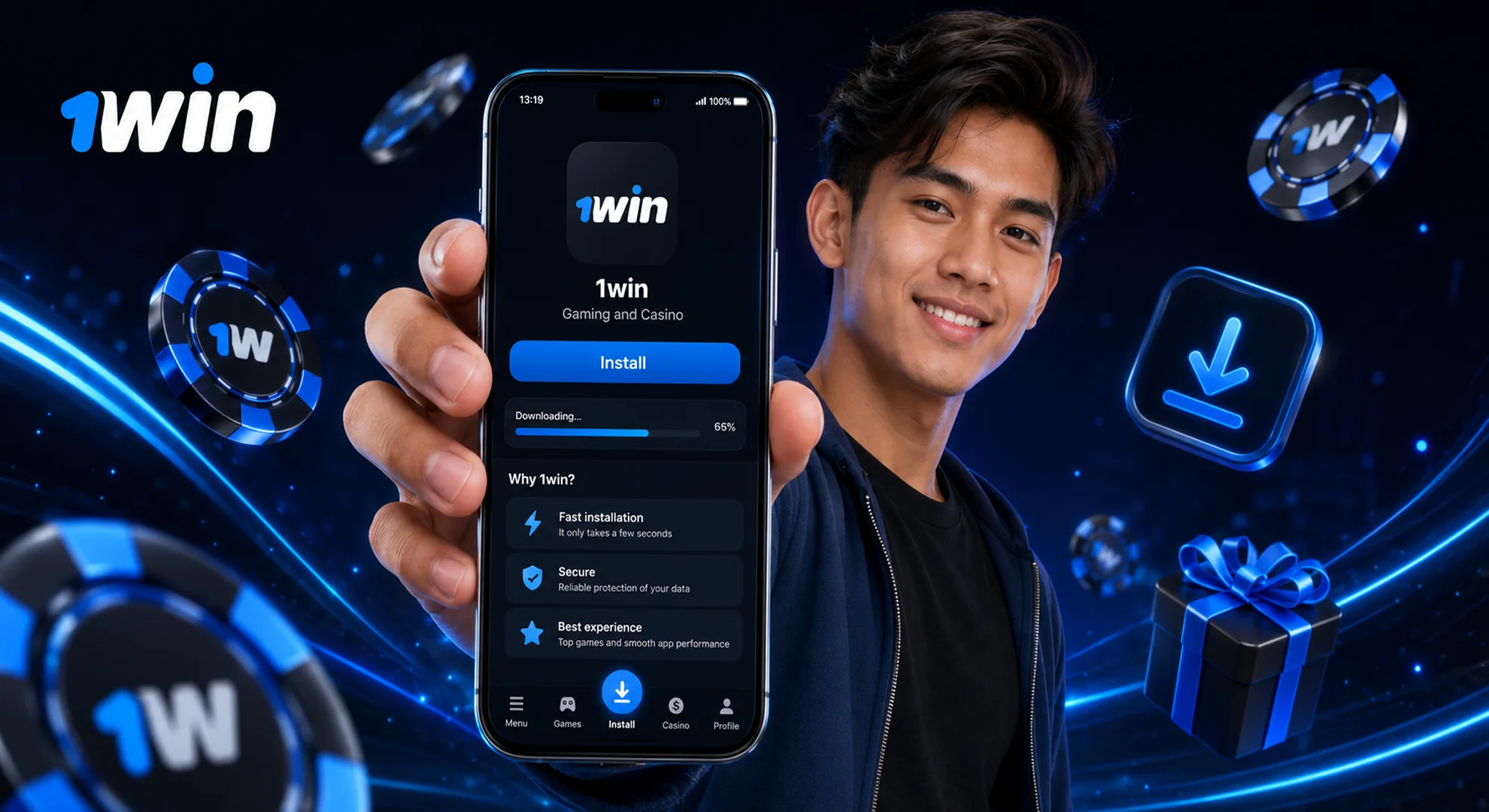 Complete the official 1win app download and installation process
