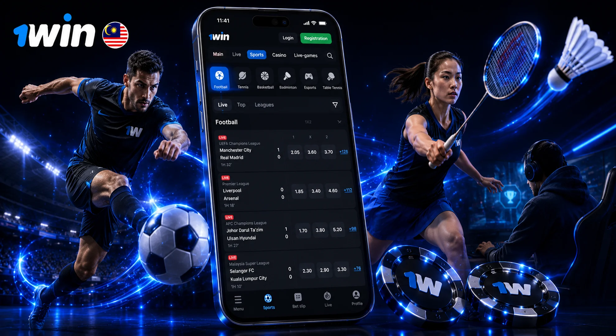 Browsing available matches and events on official 1win sportsbook